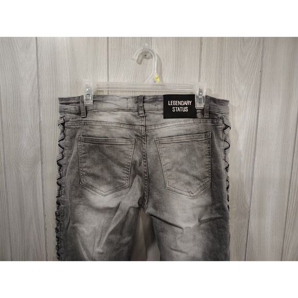 Legendary Status Women's Denim Jeans Size 20 Charcoal Boot cut Zig Zag Sides - Picture 7 of 12